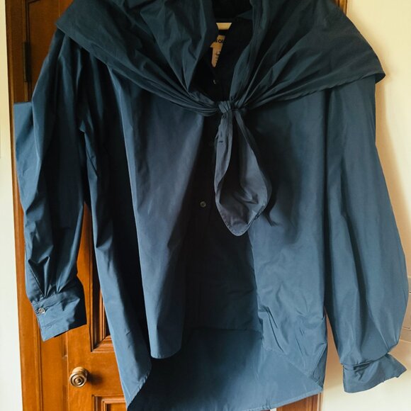 Caron Callahan Alice Top with Matching Triangle Scarf in Navy - Picture 4 of 6